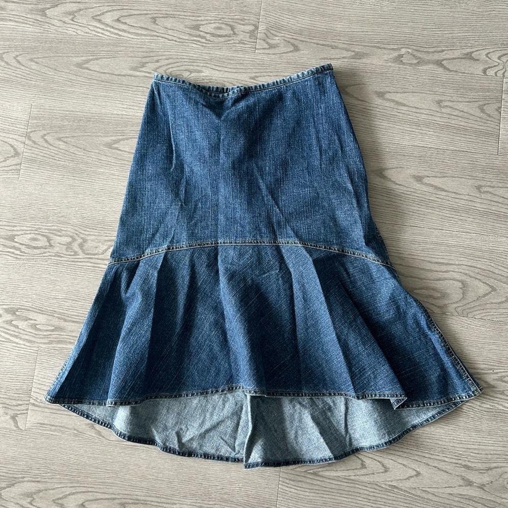 Low-rise Jean Midi Skirt